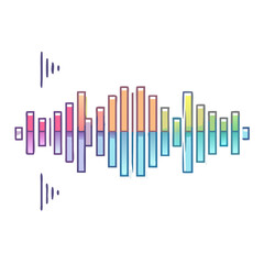 Whimsical Watercolor Audio Waveform with Soft Pastel Colors and Abstract Elements