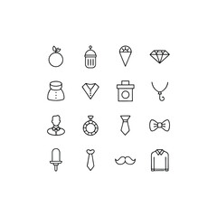 minimal outline clothing icons vector set