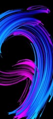 Abstract brushstroke painting with vibrant neon blue and magenta hues