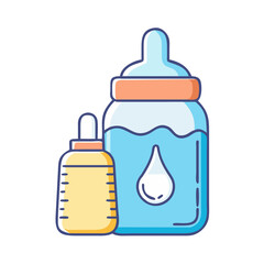 Illustration of a Baby Bottle and Medicine Dropper for Infant Care