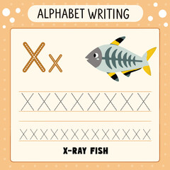 Educational Tracing Activity for Kids Featuring an X-Ray Fish