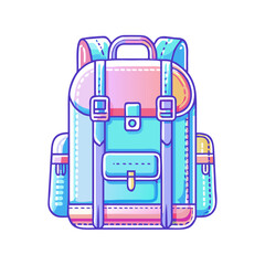 Colorful backpack with pockets and straps illustration on a white background