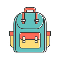 Colorful Cartoon Backpack Illustration for Outdoor Adventure and School Supplies