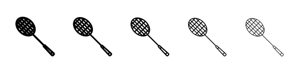 Badminton racquet icon flat illustration set logo
