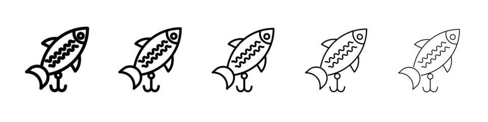 Bait Fishing Minnow icon flat illustration set logo
