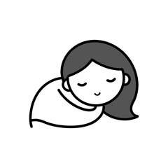 simple lined girl sleeping doodle style vector art.