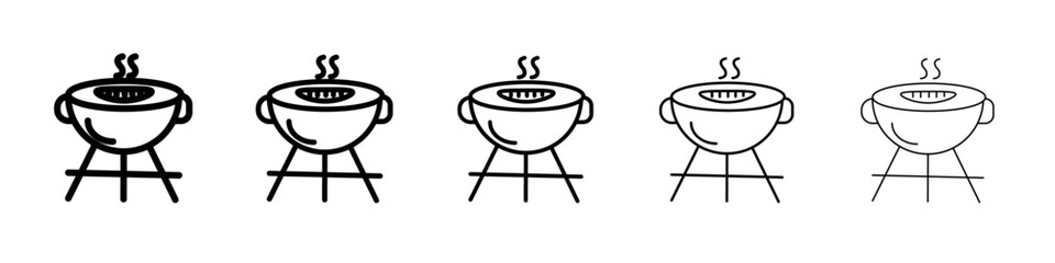 Barbecue grill icon flat illustration set logo