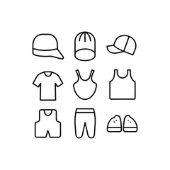minimal outline clothing icons vector set
