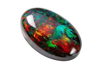 A large, colorful gemstone with a greenish tint