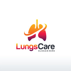 Lungs Health logo template, Lung care with swoosh logo designs vector