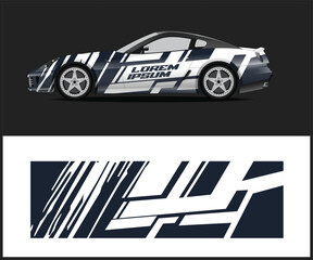 Car Wrap Design Template with Abstract Geometric Stripes and Text Placement