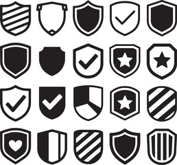 Shield Black And White Vector Icon Set