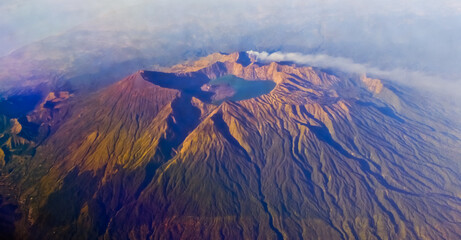 view from the sky of the volcano