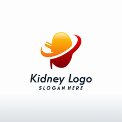 Modern Kidney logo with Swoosh, Health Kidney logo designs vector
