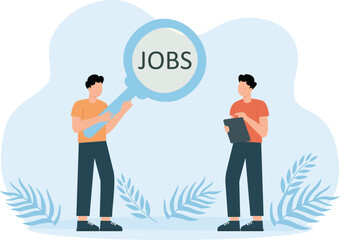 Jobs Search,career or job search. Businessman searches for opportunities on the search bar
