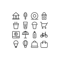 minimal outline clothing icons vector set