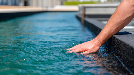 Clear the sand filter of the pool.Service and maintenance of the pool.Black wash filter tank of the pool. Copy space image. Place for adding text and design