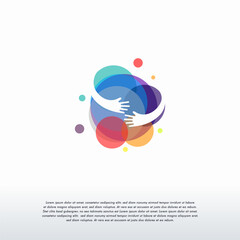 Colorful hug logo designs concept vector, Colorful Care logo template