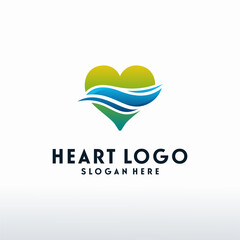 Modern Heart logo designs with swoosh logo vector, Love logo designs concept