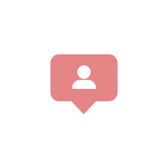 New follower notification icon in coral pink speech bubble simple design