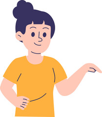 Smiling Woman Pointing Down