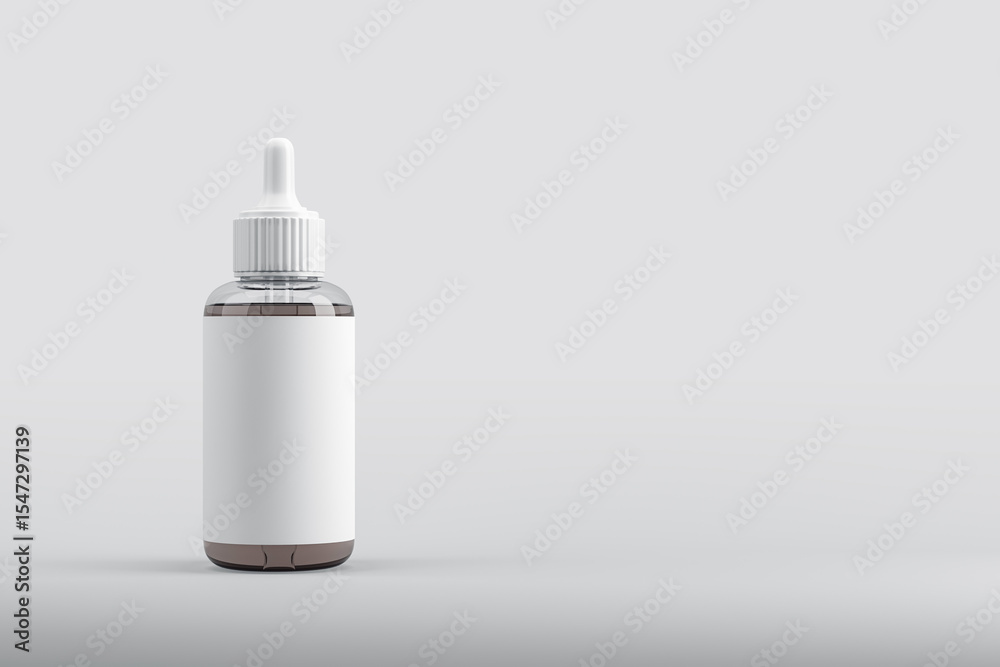 Aufkleber Cosmetic dropper bottle mockup with blank label on light gradient background for branding and product design presentation template. 3D Rendering