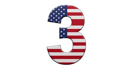 Patriotic Number Three American Flag Design