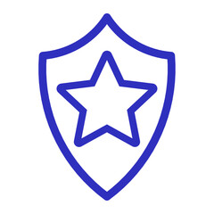 Obraz premium icon of a shield with a star symbol in the center, representing protection, security, badge, defense, or law enforcement emblem.