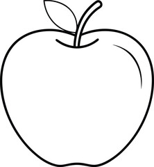 Apple Fruit Line Art - Minimal Outline Vector Illustration