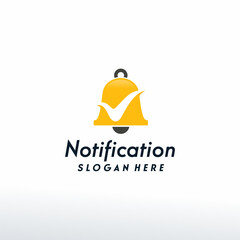 Notification Check logo designs concept, Bell logo template, logo symbol icon