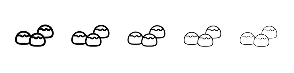 belgian buns icon flat illustration set logo