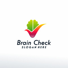 Brain check logo designs concept vector, Education Check logo template, Logo symbol icon