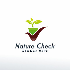 Nature Check logo designs concept vector, Plant check logo template, Logo symbol icon