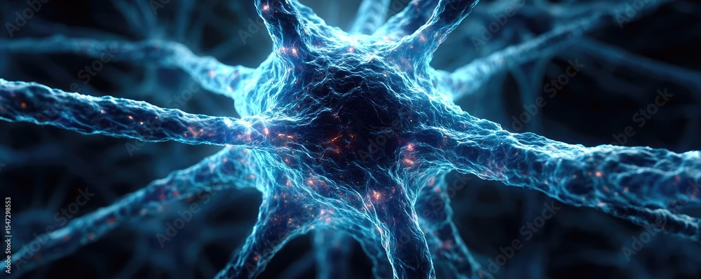 Poster neurotransmitter imbalance affects dopamine pathway concept. detailed illustration of a neuron with 