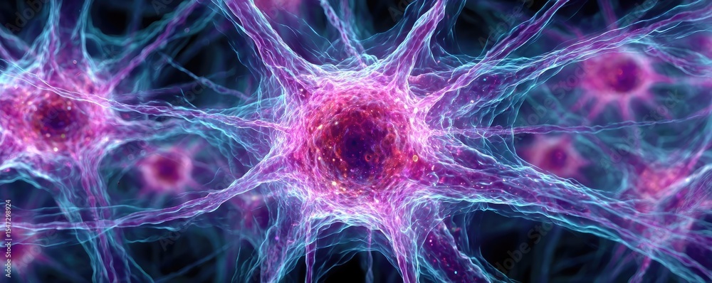 Poster dopamine regulation and pathway disruption concept. a vibrant visualization of interconnected neuron