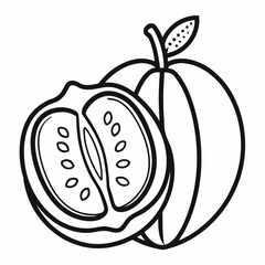 Obraz premium Outline icon of an ackee fruit with its seeds clearly visible