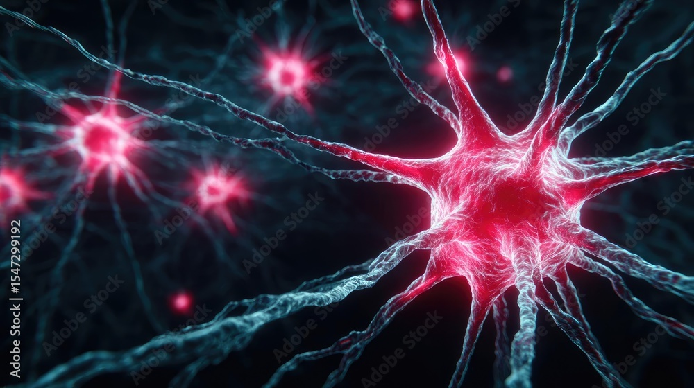Aufkleber Neurotransmitter imbalance affects dopamine pathway concept. Abstract representation of neural connections and brain activity.