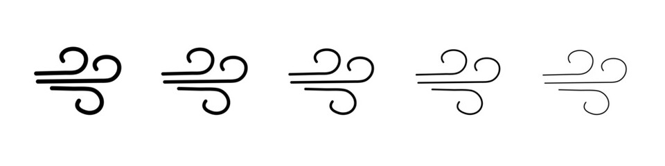 Blowing wind icon flat illustration set logo