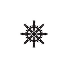 Obraz premium Elegant black and white ship wheel illustration for nautical designs