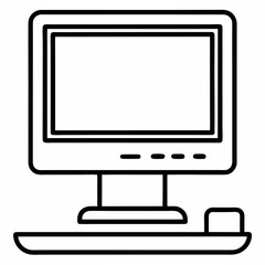 Clean outline icon of an all in one computer on a white background