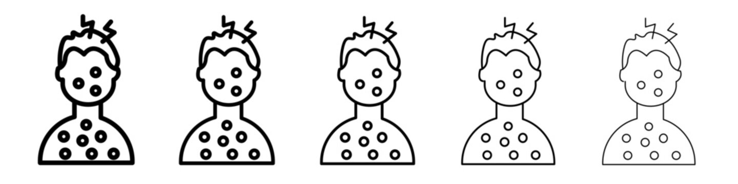 Boy chicken pox icon flat illustration set logo