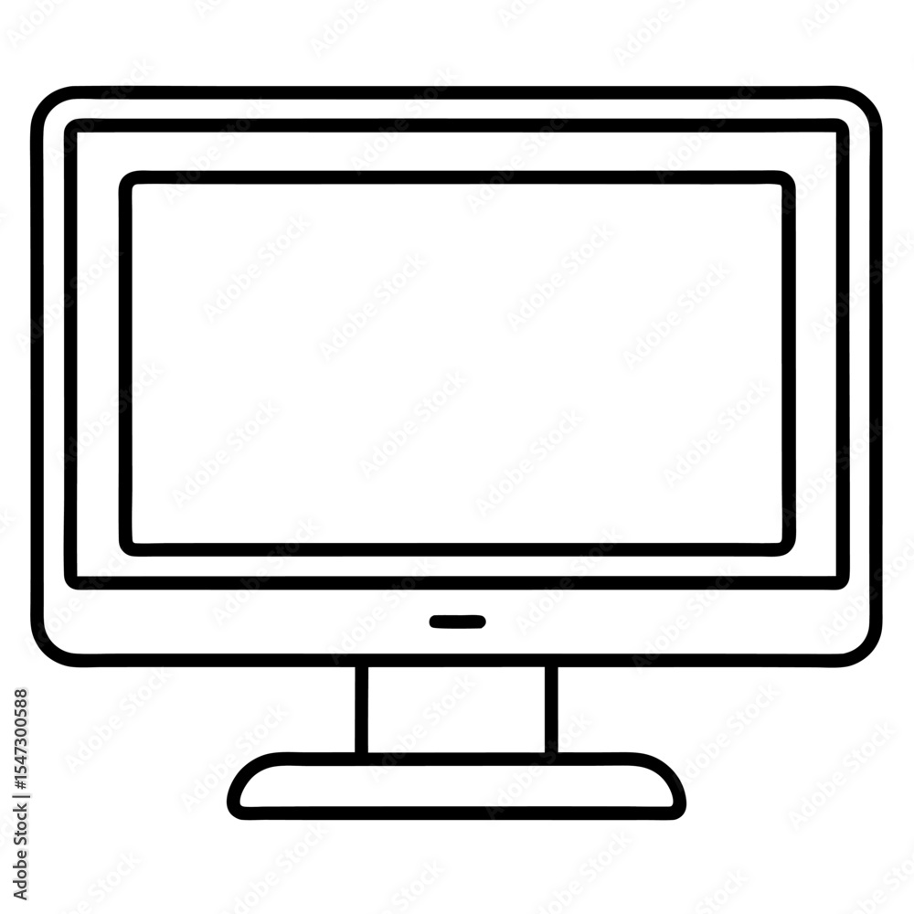 Aufkleber Modern flat line style computer monitor icon on a clean white background