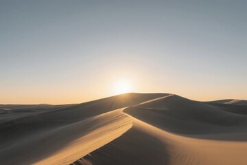 Sunset Over Sand Dunes in a Desert Landscape
