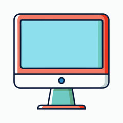 Modern flat line style computer monitor illustration on a clean white background