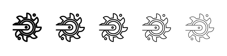 Obraz premium Bucket wheel excavator icon flat illustration set logo