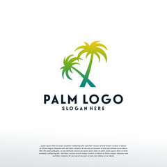 Obraz premium Palm Tree logo designs template vector, Travel Logo designs, Logo symbol