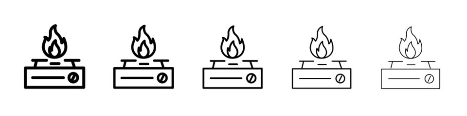 Burner Gas Stove icon flat illustration set logo