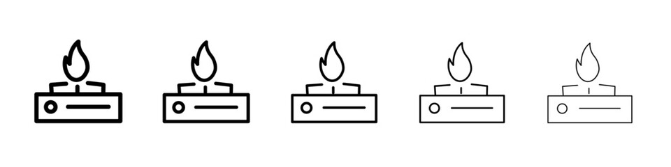 Burner Gas Stove icon flat illustration set logo