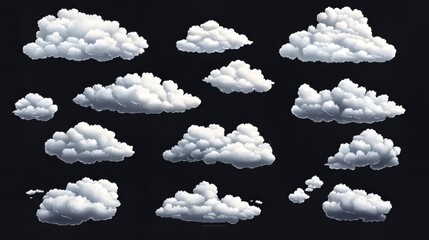 White clouds isolated on black