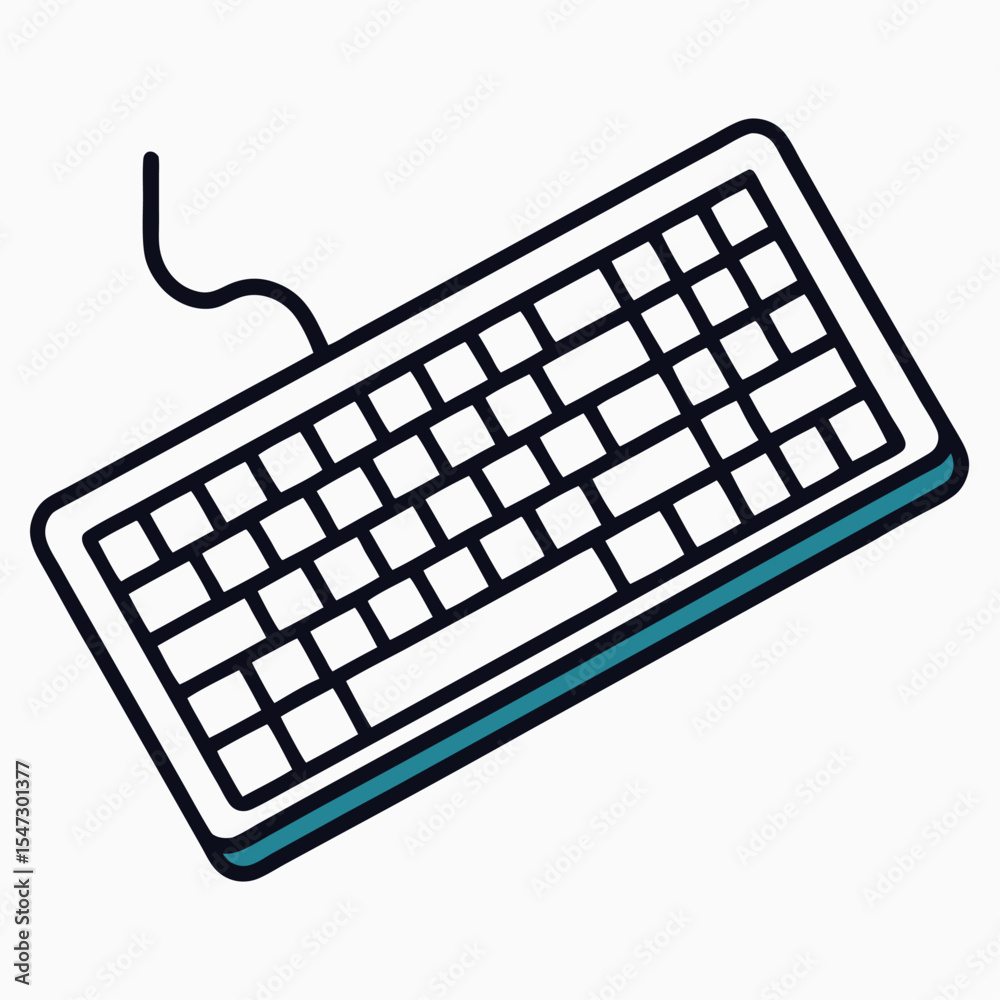Aufkleber Minimalist computer keyboard illustration in a clean line art style on a white background